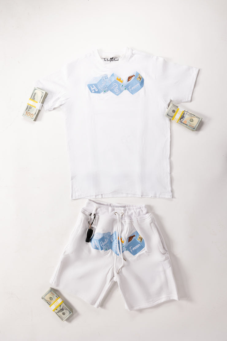 THB white short set - Baby Blue dice (Limited Edition)